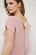 Load image into Gallery viewer, Light Knit Bow Back Tie Short Sleeve - Dusty Pink