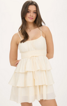 Load image into Gallery viewer, Ruffle Tiered Spaghetti Strap Mini Dress - Champagne