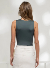 Load image into Gallery viewer, Reversible Sleeveless Fitted Crop Top - Forest Green