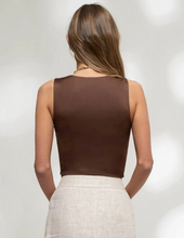 Load image into Gallery viewer, Reversible Sleeveless Fitted Crop Top - Coffee Bean