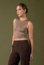 Load image into Gallery viewer, Reversible Sleeveless Fitted Crop Top - Deep Taupe