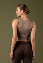 Load image into Gallery viewer, Reversible Sleeveless Fitted Crop Top - Deep Taupe