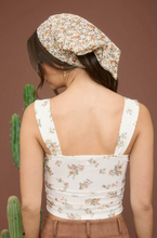Load image into Gallery viewer, Floral RIbbon Bow Sleeve Top - White/Brown