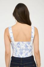 Load image into Gallery viewer, Floral Sweetheart Neck Wide Strap Tank - Blue