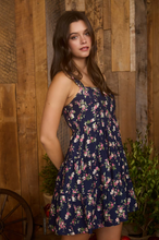 Load image into Gallery viewer, Floral Tiered Mini Dress - Blue