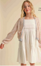 Load image into Gallery viewer, Lightweight Cardigan Colorblock Coral Blue - Youth