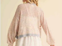 Load image into Gallery viewer, Lightweight Cardigan Colorblock Coral Blue - Youth