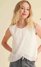 Load image into Gallery viewer, Eyelit Knit Tulip FRont Short Sleeve White - Youth