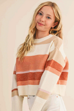 Load image into Gallery viewer, Drop Shoulder Boxy Striped Sweater - Beigie Multi