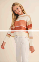Load image into Gallery viewer, Drop Shoulder Boxy Striped Sweater - Beigie Multi