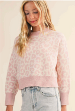 Load image into Gallery viewer, Round Neck Leopard Print Sweater Light Pink - Youth