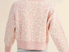 Load image into Gallery viewer, Round Neck Leopard Print Sweater Light Pink - Youth
