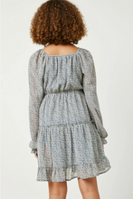 Load image into Gallery viewer, Smocked Square Neck Floral Mini Dress Blue - Youth