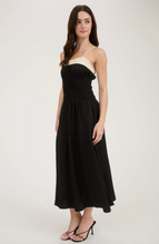 Load image into Gallery viewer, Contrast Spaghetti Strap Black Midi Dress