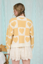 Load image into Gallery viewer, Heart Checkered Crewneck Sweater - Yellow