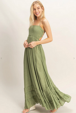Load image into Gallery viewer, Smocked Halter Dress - Olive