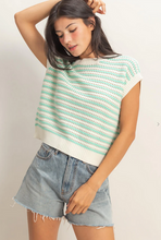 Load image into Gallery viewer, Striped Sleeveless Crewneck - Mint