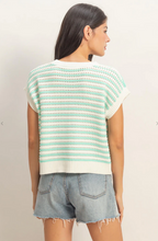 Load image into Gallery viewer, Striped Sleeveless Crewneck - Mint