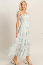 Load image into Gallery viewer, Smocked Floral Ruffle Strap Maxi - Blue