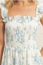 Load image into Gallery viewer, Smocked Floral Ruffle Strap Maxi - Blue