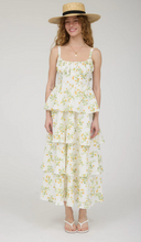 Load image into Gallery viewer, Floral Tiered Ruffle Tie Back Midi Dress - Yellow Multi