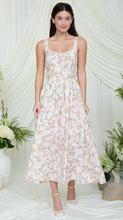 Load image into Gallery viewer, Floral Lace Trim Corset Midi Dress - Cream Multi