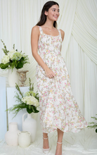 Load image into Gallery viewer, Floral Lace Trim Corset Midi Dress - Cream Multi