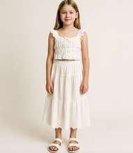 Load image into Gallery viewer, Flutter Sleeve Ruched Top White - Youth