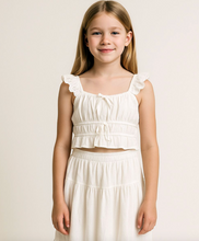 Load image into Gallery viewer, Flutter Sleeve Ruched Top White - Youth