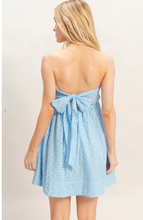 Load image into Gallery viewer, Eyelet Smocked Strapless Dress - Light Blue