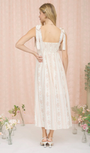 Load image into Gallery viewer, Stripe Floral Pattern Empire Midi Dress - Taupe