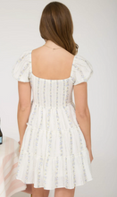 Load image into Gallery viewer, Floral Puff Sleeve Mini Dress - Blue