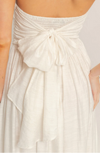 Load image into Gallery viewer, Strapless Tie Back Smocked Dress - White