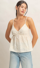 Load image into Gallery viewer, Embroidered VNeck Smocked Top - Cream