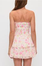 Load image into Gallery viewer, Strapless Smocked Floral Mini Dress - Cream/Multi