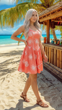 Load image into Gallery viewer, Starburst Embroidery Mini Dress - Coral/White