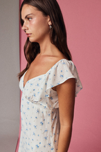 Load image into Gallery viewer, Relaxed Ruffle Sleeve Mini Dress - Blue/White