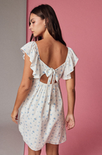 Load image into Gallery viewer, Relaxed Ruffle Sleeve Mini Dress - Blue/White