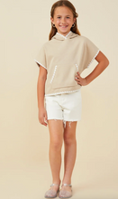 Load image into Gallery viewer, Scallop Contrast Stitch Hooded Sweater Taupe- Youth