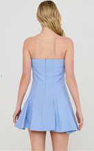 Load image into Gallery viewer, Godet Strapless Dress - Blue