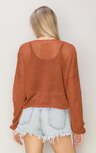 Load image into Gallery viewer, Open Knit Drop Shoulder - Baked Clay
