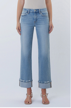 Load image into Gallery viewer, Mid Rise Medium Cuffed Slim Wide Denim