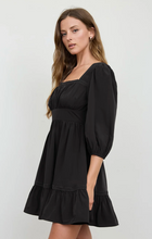 Load image into Gallery viewer, Lace Trim Square Neck Mini Dress - Black