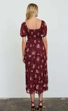 Load image into Gallery viewer, Floral Sweetheart Tiered Midi Dress - Burgundy