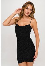 Load image into Gallery viewer, Glitter Pleated Wrap Mini Dress - Black