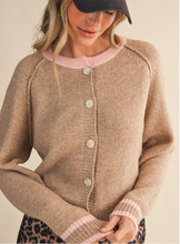 Load image into Gallery viewer, Two Tone Raglan Seam Cardigan - Pink/Beige