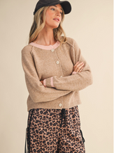 Load image into Gallery viewer, Two Tone Raglan Seam Cardigan - Pink/Beige