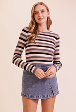 Load image into Gallery viewer, Multi Stripe Ribbed Long Sleeve