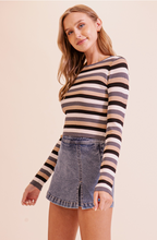Load image into Gallery viewer, Multi Stripe Ribbed Long Sleeve