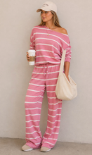Load image into Gallery viewer, Striped One Shoulder Lounge Top - Pink